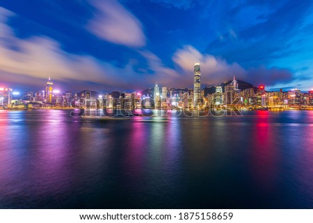 Time Lapse of Victoria Harbor view at Night, Hong Kong