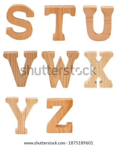 isolated wooden letters s - z