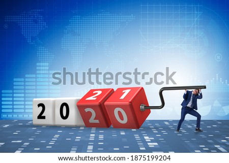 Concept of changing year from 2020 to 2021