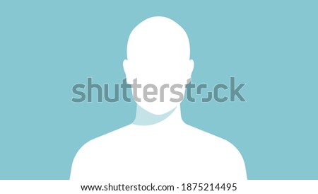 Faceless man. Abstract silhouette of person. The figure of man without a face. Front view. Silhouette of a human body to the waist. Vector illustration. Royalty-Free Stock Photo #1875214495