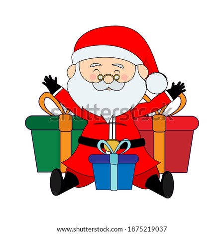 Happy santa claus cartoon with gifts. Vector illustration