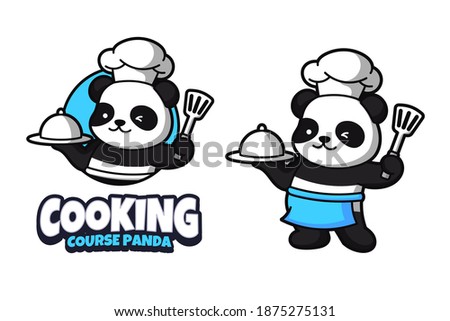 Cooking Panda Logo Design Isolated Background