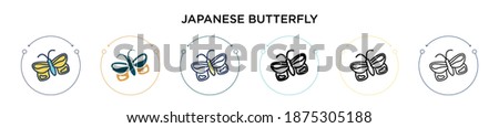 Japanese butterfly icon in filled, thin line, outline and stroke style. Vector illustration of two colored and black japanese butterfly vector icons designs can be used for mobile, ui, web