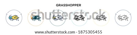 Grasshopper icon in filled, thin line, outline and stroke style. Vector illustration of two colored and black grasshopper vector icons designs can be used for mobile, ui, web