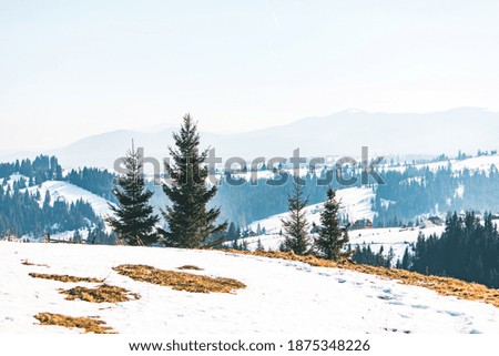 landscape view of snowed winter mountains