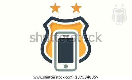 Smartphone shield logo template. Vector