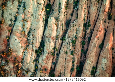 Rock structures of the arches in the Arches National PArk, Moab directly from above