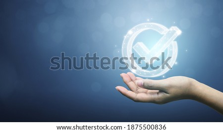 Standard quality control certification assurance guarantee. Concept of internet business technology digital Royalty-Free Stock Photo #1875500836