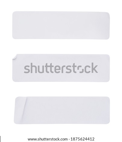 Blank white paper sticker label isolated on white background