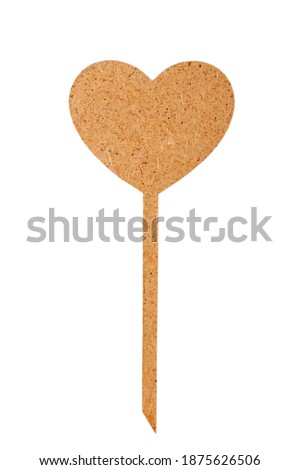 
Wooden heart on stick isolated on white background