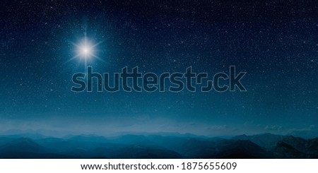 The star shines over the  country  of christmas of Jesus Christ.
