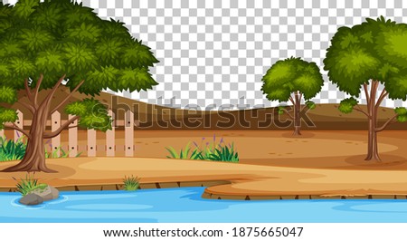 Blank nature park scene landscape on transparent background illustration
