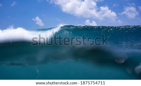 majestic nature backgrounds with high crushing waves in the ocean. High quality photo