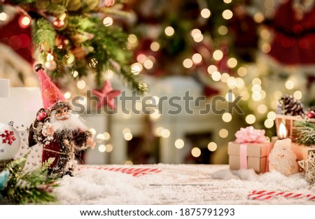 Merry Christmas and Happy New Year background. Winter season holiday decoration with gift and present.