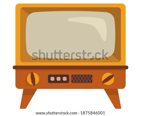 Old TV on legs. Retro television in cartoon style.