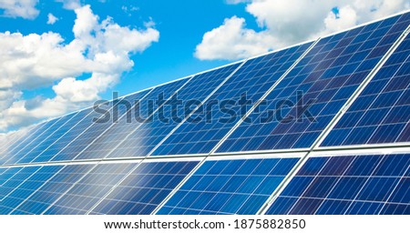 Solar panels and sun energy system, green energy concept