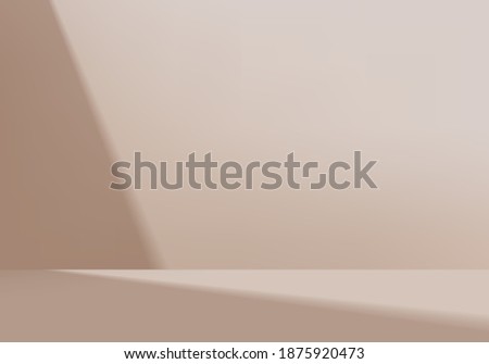 3d background products minimal podium scene with geometric platform. background vector 3d rendering with podium. stand to show cosmetic products. Stage showcase on pedestal modern studio brown pastel Royalty-Free Stock Photo #1875920473