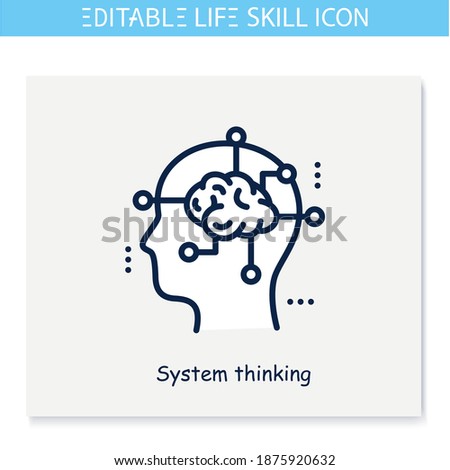 System thinking line icon. Planning, analyzing. Personality strengths and characteristics.Soft skills concept. Human resources management. Self cognition. Isolated vector illustration.Editable stroke 