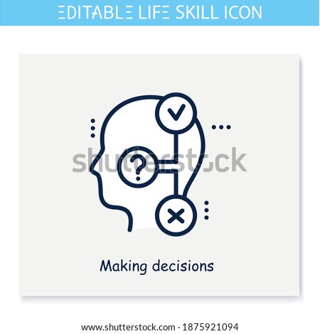 Decisions making line icon. Responsibility. Personality strengths and characteristics.Soft skills concept. Human resources management. Self improvement. Isolated vector illustration. Editable stroke  Royalty-Free Stock Photo #1875921094