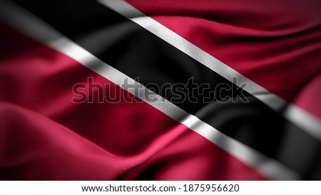 close up waving flag of Trinidad and Tobago. flag symbols of Trinidad and Tobago.