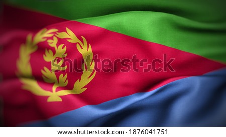 close up waving flag of Eritrea. flag symbols of Eritrea.
