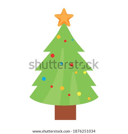 Isolated decorated christmas tree. Pine tree icon - Vector