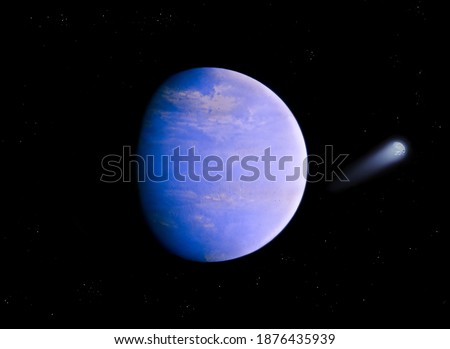 Planet in space, surface of an alien planet, space landscape, exoplanet 3d render.