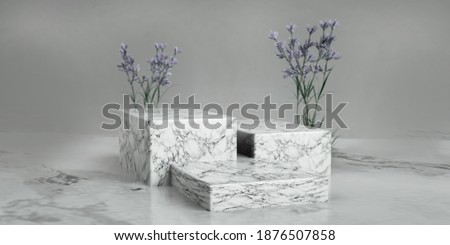 podium for a product on a yellow background. For the presentation of cosmetics. 3d render