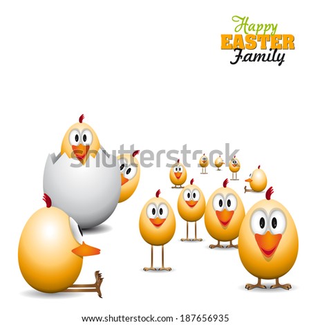 Funny Easter eggs chicks - background illustration - Happy easter card