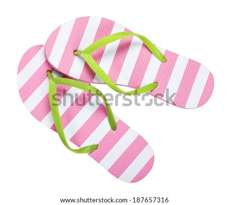 Flip flops isolated on white background. Top view  Royalty-Free Stock Photo #187657316