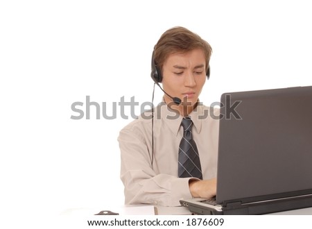 Young business man working at computer