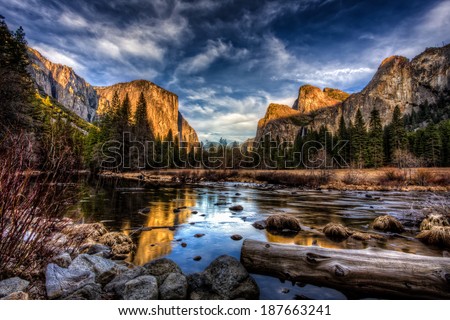 Yosemite Valley View at Sunset, Yosemite National Park, California Royalty-Free Stock Photo #187663241