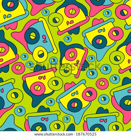Abstract background with abstract objects,monsters. Seamless vector pattern can be used for web page backgrounds, wallpapers ,pattern.