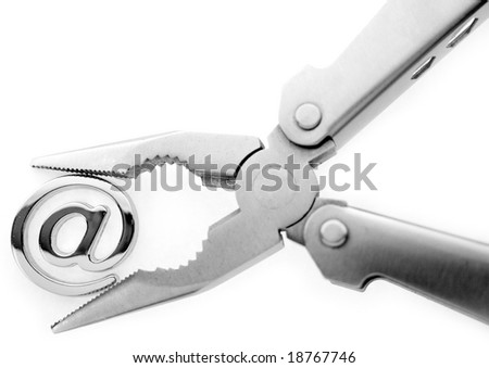 e-mail symbol and pliers