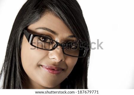 Beautiful Indian Woman with her Framed glasses