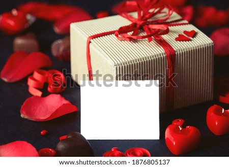 St. Valentine's day decorations on black stone surface