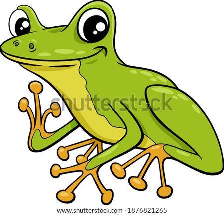 Cartoon illustration of cute little tree frog comic animal character Royalty-Free Stock Photo #1876821265