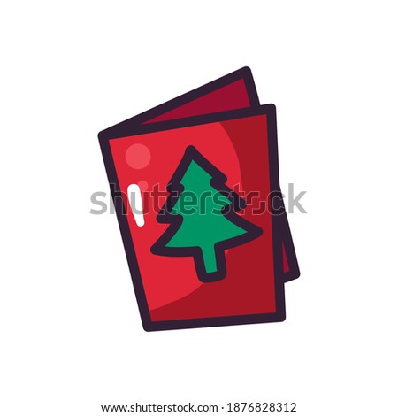 merry christmas pine tree card design, winter season and decoration theme Vector illustration