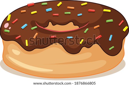 Chocolate donut isolated on white background illustration