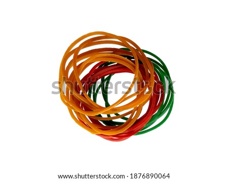 Rubber band isolated on white background. Colorful rubber band on white background.