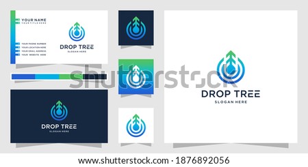 Drop tree logo. with business card template