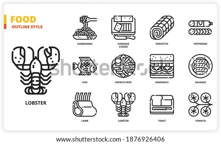 Foods icon set for website, application, printing, document, poster design, etc.