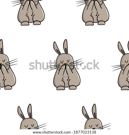 Seamless background with rabbits. Decorative wallpaper for the nursery in the Scandinavian style. Vector. Suitable for children's clothing, interior design, packaging, printing.