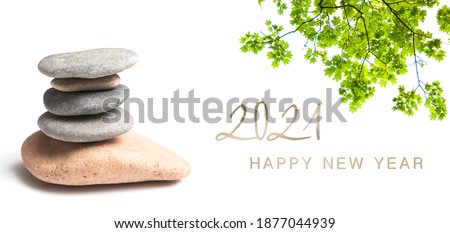 zen banner - happy new year card 2021 Royalty-Free Stock Photo #1877044939