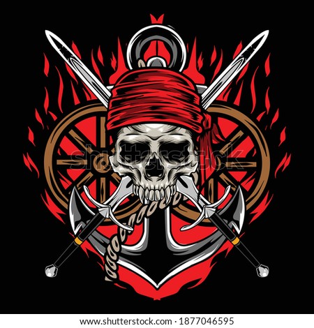 Illustration of pirates skull  available for your custom project