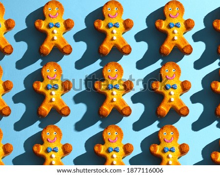 gingerbread man on blue background