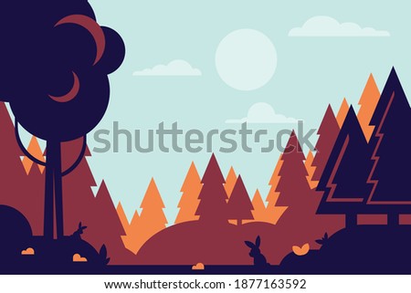 Forest silhouette vector minimalist simple