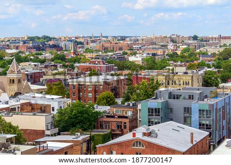 Aerial  view of downtown Washington, DC.