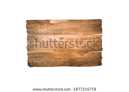 Single of wooden sign isolated on white background with clipping path for design 