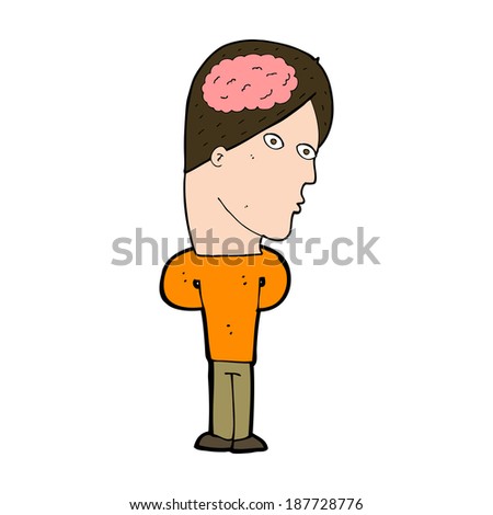 cartoon man with big brain